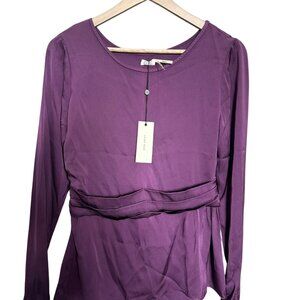 NWT Leon Max Limited Edition Silk Blouse – Medium – Bright Eggplant – MSRP $228